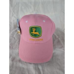 John Deere Tractors Embroidered Logo Pink Adjustable Strapback Hat Cap - NWT NEW